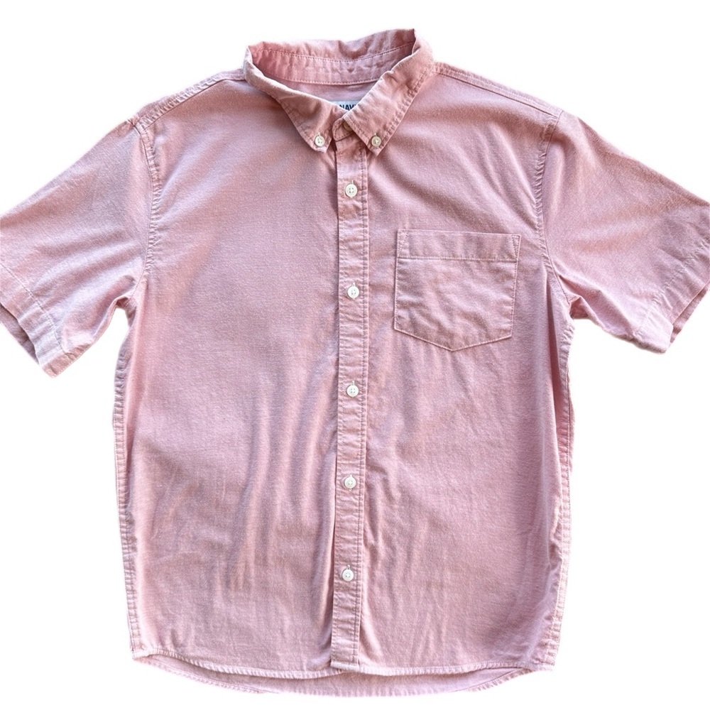 Old Navy Boys Pink Short Sleeve Button Down  Shirt Size XL